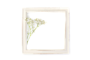 White frame with flowers