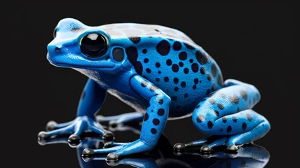 Gordijnen Blue dyeing dart frog Dendrobates tinctorius azureus. AI Generative. © Miry Haval