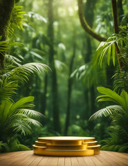 Obraz premium Product podium golden stage display mockup for product presentation decorated
