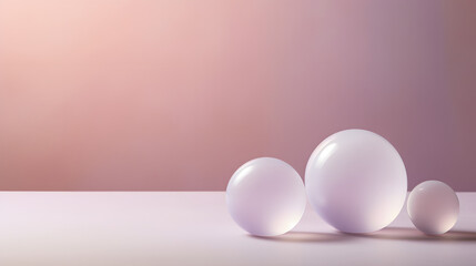 Delicate, translucent spheres float gracefully across a subtle gradient background