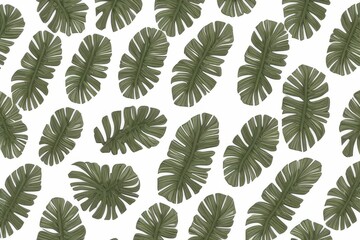 tropical leaves with geometric background 