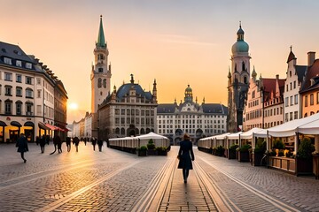 Naklejka premium Munich Germany travel destination. Tour tourism exploring.