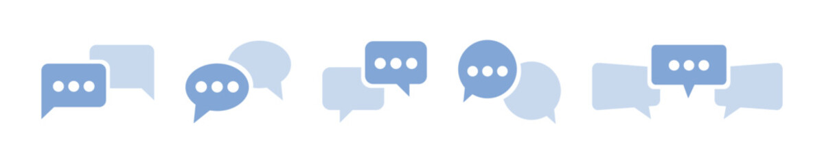 Set of chat or message vector icons. Comment, dialog, online support icons. Vector 10 Eps.