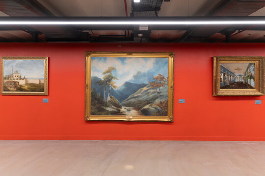 Izmir, Turkey - August 18, 2023 : The Culture and Arts Factory inside view in Izmir. Complex is converted the library and museum into a cultural art center in the tekel factory,