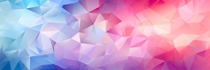 Obraz premium Geometric lines, triangles abstract crystalline pastel colors. Orange, pink, purple, coral, lilac panoramic background. Luxury card, banner for business, industry.