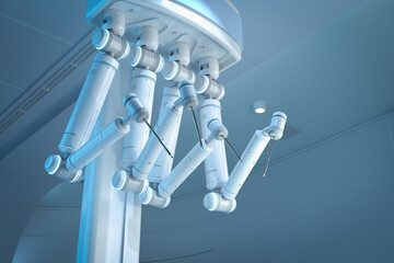 Robotic assisted surgery in operating room
