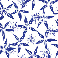 Blue Floral Seamless Pattern Design