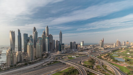 Fototapeta na wymiar Dubai Marina highway intersection spaghetti junction all day timelapse