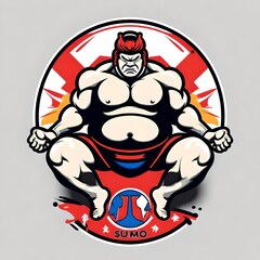 A logo for a business or sports team featuring a fictional sumo wrestler that is suitable for a t-shirt graphic.