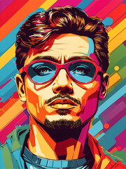 Ector colorful man pop art vector illustration