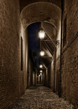 Forli, Emilia Romagna, Italy: dark alley in the old town