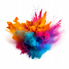Fototapeta na wymiar Explosion of colored powder on white background with Ai