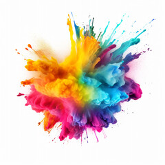 Explosion of colored powder on white background with Ai