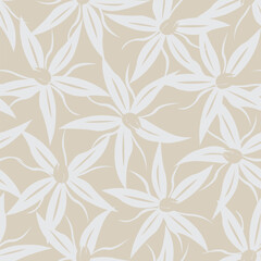 Neutral Colour Floral Seamless Pattern Design