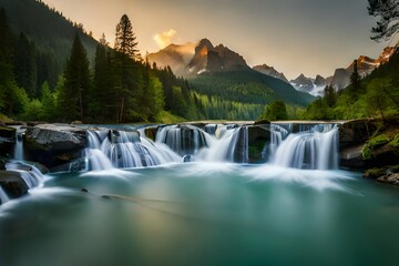 Fototapeta premium waterfall in the mountains