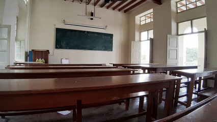 Empty Classroom with Sun Light Passing