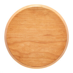 Cutting board isolated on white background. Cherry wood round wooden cutting board. Round wooden...