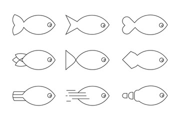 Fish Line art Vector illustration.	