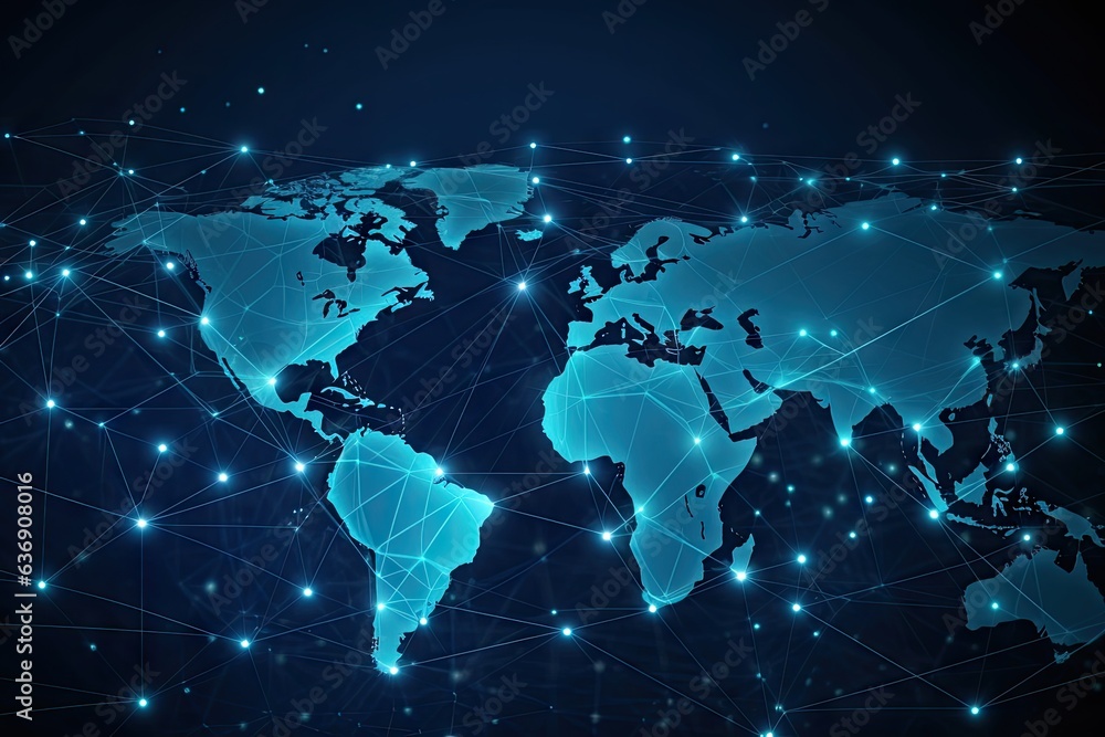 Aufkleber mapping future. abstract globe network. tech savvy world. modern digital connectivity. blue horizon 