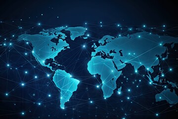 Mapping future. Abstract globe network. Tech savvy world. Modern digital connectivity. Blue horizon of connections. Global net illustration