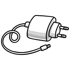 Phone Charger Adapter Doodle Drawing Illustration