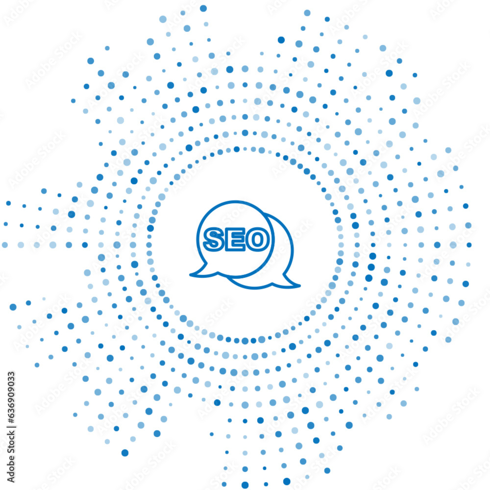 Aufkleber blue line seo optimization icon isolated on white background. abstract circle random dots. vector