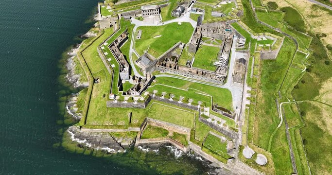 Old Charles Fort next to Bandon riverbanks in Kinsale, Ireland 4k