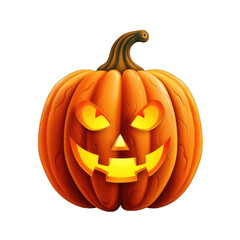 Halloween pumpkin isolated on white transparent background, png, 3d