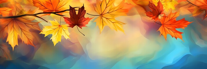 Naklejka na ściany i meble Autumn background with maple leaves. Illustration for your design.