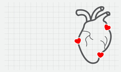 Healthy Heart. Depicted with an outline Heart and love symbol with a heart.