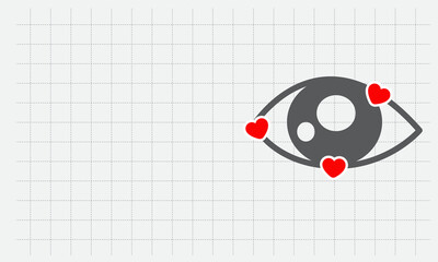 Healthy Eyes. Depicted with an outline of an Eye and a love symbol with a heart.