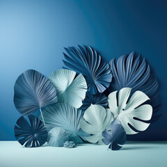 Surreal Blue Paper Palm Studio Display