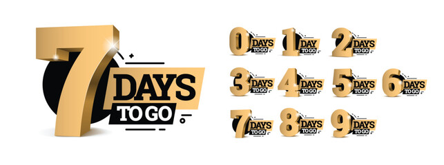 Countdown left days banner. count time sale. Nine, eight, seven six five four three two one zero days left. Vector illustration - obrazy, fototapety, plakaty