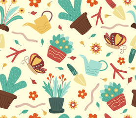 Seamless Pattern for Gardening Background Concept Illustration