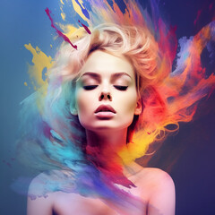 Obraz na płótnie Canvas abstract face of a beautiful woman colourful art