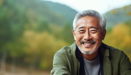 asian man sitting and smiling
