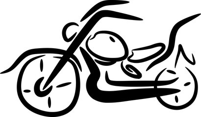 The illustrations and clipart. A black-and-white silhouette of a motorcycle