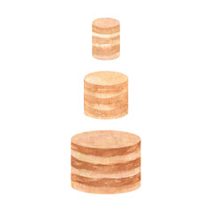 Classic layered cake, isolated parts, wedding romantic clipart