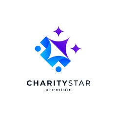 Obraz premium kids and stars for orphanage, social and educational center logo design