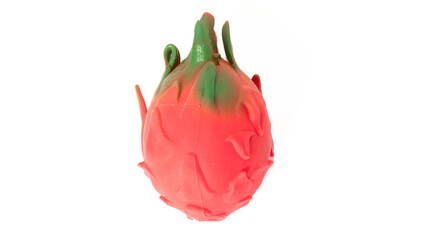 Artificial fruit, dragon fruit isolated on white background.