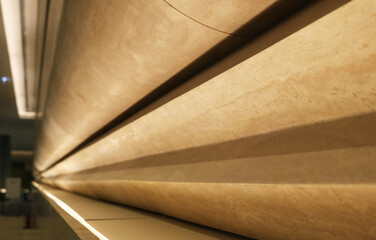 Interior wall with geometry and curve shape pattern step decoration.