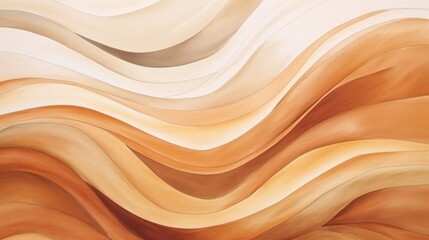 Obraz premium Brown beige&nbsp;soft color gradient watercolor wave abstract background. Wavy elegant modern template design. AI Illustration for cosmetics nature concept, backdrop, textile, banner.