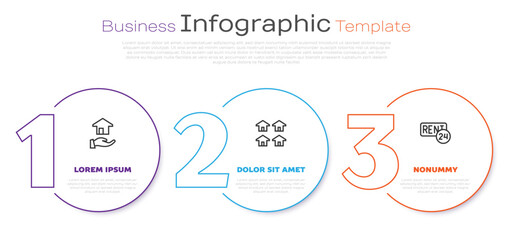Set line Realtor, estate and Rent. Business infographic template. Vector