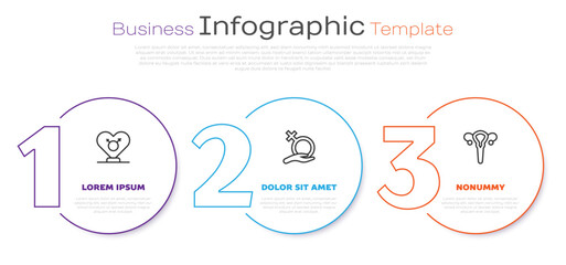 Set line Gender, Female gender and reproductive system. Business infographic template. Vector