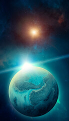 Planets and exoplanets of unexplored galaxies. Sci-Fi. New worlds to discover. Colonization and exploration of nebulae and galaxies.