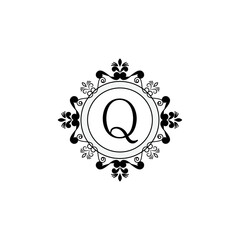 Elegant flower design logo Alphabet Q