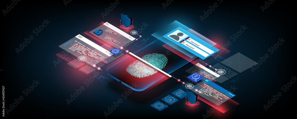 Poster login background image handwriting scan smartphone technology concept and security