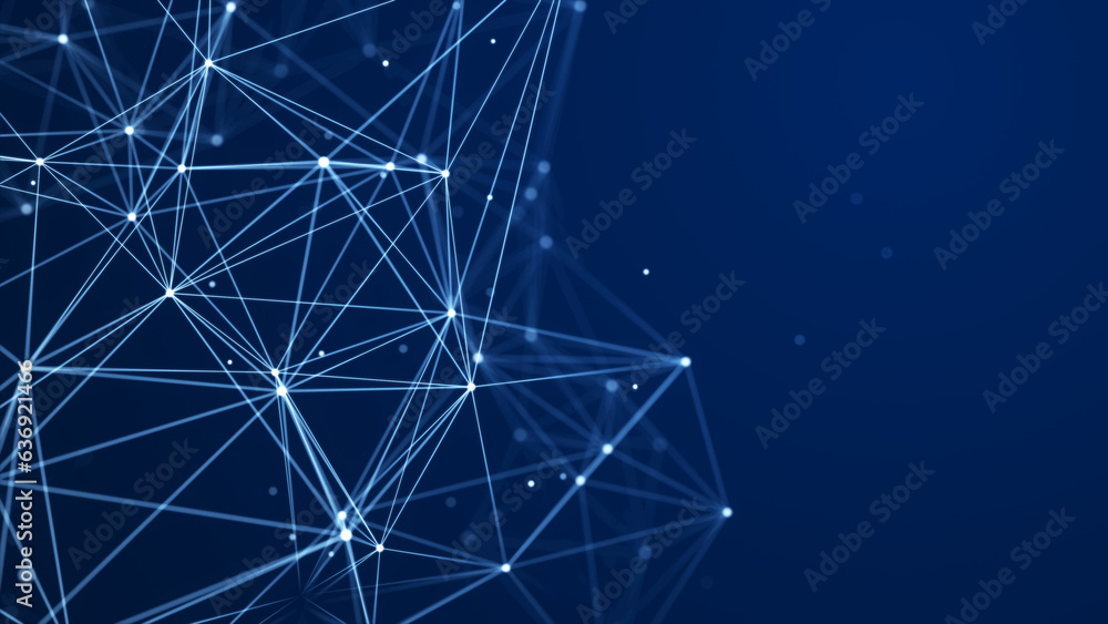 Fototapete Abstract digital background of points and lines. Glowing plexus. Big data. Network or connection. Abstract technology science background. 3d rendering