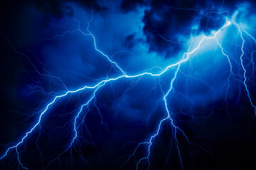 Lightning thunderstorm flash over the night sky. Concept on topic weather, cataclysms