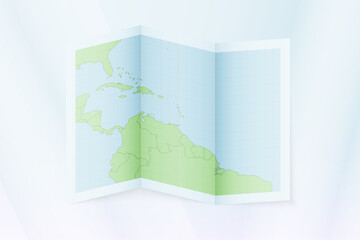 Grenada map, folded paper with Grenada map.
